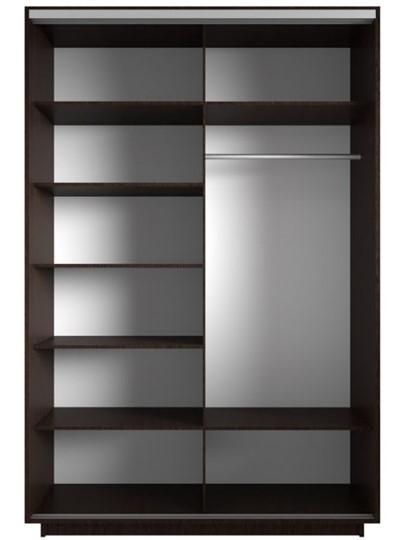 Шкаф 2-дверный Экспресс (2 зеркала), со стеллажом 1500x600x2200, венге в Магадане - изображение 1
