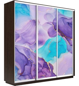 Шкаф 3-дверный Экспресс 2100х450х2400, Абстракция фиолетовая/венге в Магадане - предосмотр