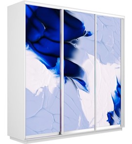 Шкаф трехдверный Экспресс 2100х600х2200, Абстракция бело-голубая/белый снег в Магадане