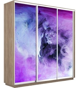 Шкаф 3-створчатый Экспресс 2100х600х2200, Фиолетовый дым/дуб сонома в Магадане
