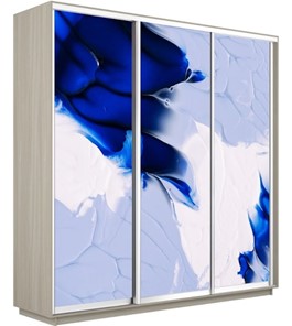 Шкаф 3-створчатый Экспресс 2100х600х2400, Абстракция бело-голубая/шимо светлый в Магадане