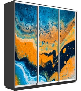 Шкаф 3-створчатый Экспресс 2400х450х2400, Абстракция оранжево-голубая/серый диамант в Магадане