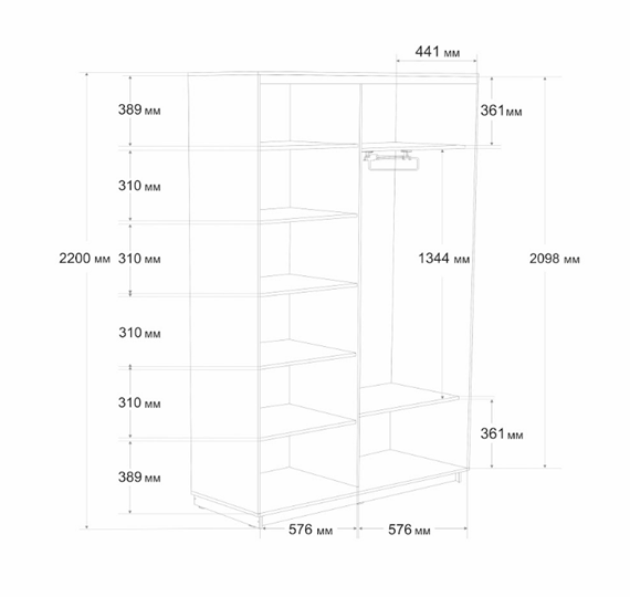Шкаф 2-х дверный Экспресс (ДСП) 1200х450х2200, бетон в Магадане - изображение 6