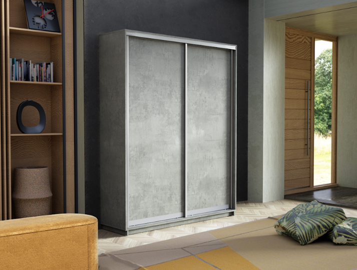 Шкаф 2-створчатый Экспресс (ДСП) 1600х450х2400, бетон в Магадане - изображение 5