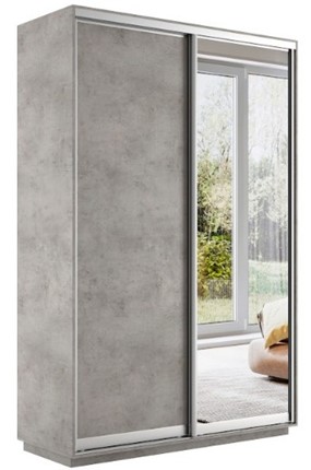 Шкаф Экспресс (ДСП/Зеркало) 1200х450х2200, бетон в Магадане - изображение