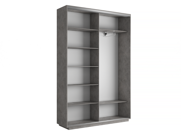 Шкаф 2-х дверный Экспресс (ДСП/Зеркало) 1400х450х2200, бетон в Магадане - изображение 3