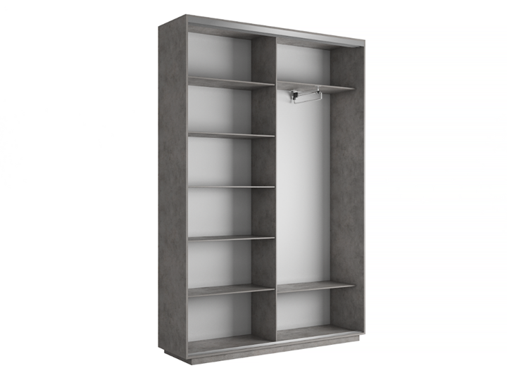 Шкаф 2-дверный Экспресс (ДСП/Зеркало) 1400х450х2400, бетон в Магадане - изображение 3