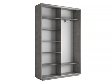 Шкаф 2-х дверный Экспресс (ДСП/Зеркало) 1600х450х2200, бетон в Магадане - предосмотр 3