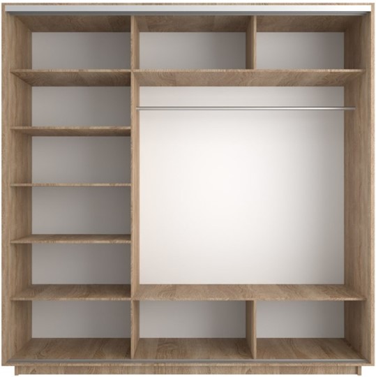 Шкаф 3-х створчатый Экспресс (ДСП/Зеркало/ДСП), 2400х600х2400, дуб сонома в Магадане - изображение 2