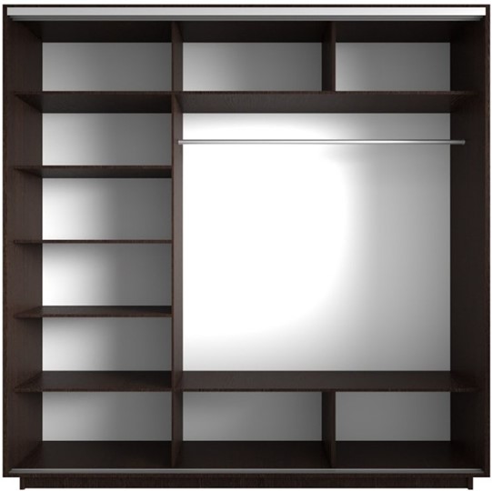 Шкаф 3-дверный Экспресс со стеллажом, 2100х600х2200, Париж/венге в Магадане - изображение 1
