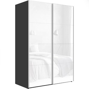 Шкаф 2-дверный Эста (Стекло белое/Стекло белое) 1600x660x2400, серый диамант в Магадане