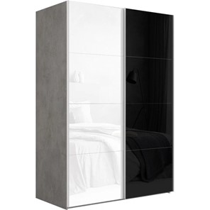Шкаф 2-створчатый Эста (Стекло белое/Стекло черное) 1600x660x2200, бетон в Магадане