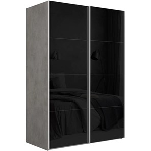 Шкаф 2-дверный Эста (Стекло черное/Стекло черное) 1600x660x2200, бетон в Магадане