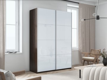Шкаф 2-х створчатый Прайм (Белое стекло/Белое стекло) 1600x570x2300, венге в Магадане - предосмотр 4