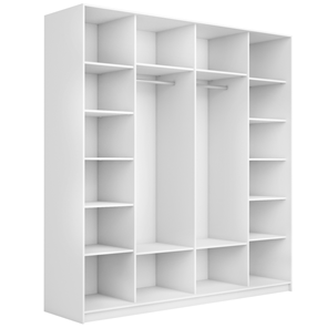 Шкаф 2-х створчатый Широкий Прайм (ДСП / Белое стекло) 2200x570x2300, Белый снег в Магадане - предосмотр 1