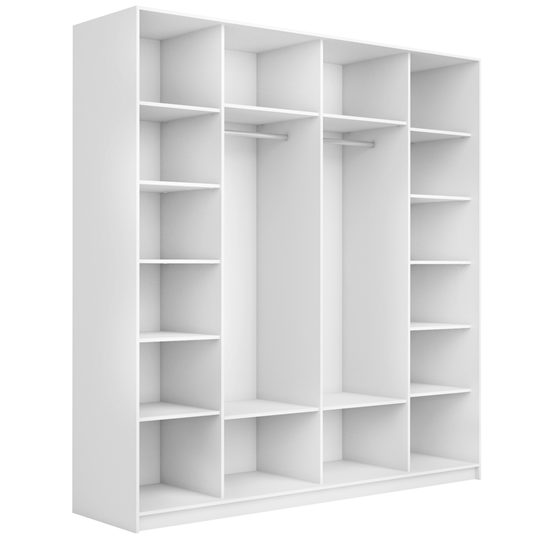 Шкаф 2-х створчатый Широкий Прайм (ДСП / Белое стекло) 2200x570x2300, Белый снег в Магадане - изображение 1