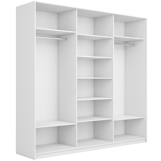 Шкаф 3-створчатый Широкий Прайм (2 Зеркала / Стекло белое) 2400x570x2300, Крафт Табачный в Магадане - изображение 1