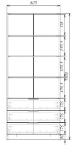 Распашной шкаф ЭШ2-РС-23-8-3я, Дуб Крафт белый 190х80х52 в Магадане - изображение 2