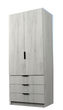 Распашной шкаф ЭШ2-РС-23-8-3я, Дуб Крафт белый 190х80х52 в Магадане - изображение