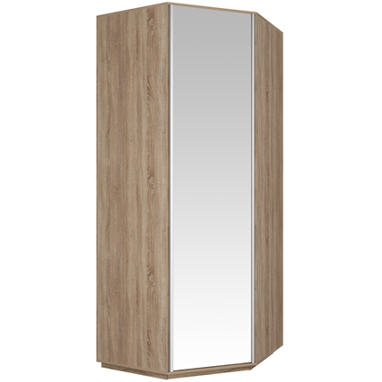 Шкаф распашной Угловой Экспресс ( ДСП / Зеркало) 900х2400, Дуб Сонома в Магадане - изображение