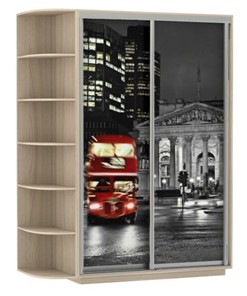 Шкаф 2-створчатый Хит, 1500x600x2200, фотопечать, со стеллажом, ночной лондон, шимо светлый в Магадане