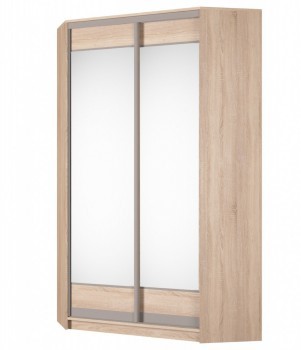Шкаф угловой Аларти (YA-230х1250(602) (2) Вар. 5; двери D2+D2), с зеркалом в Магадане - изображение