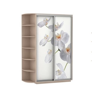 Шкаф Экспресс 1900x600x2400, со стеллажом, Орхидея белая/дуб молочный в Магадане