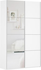 Шкаф Прайм (ДСП/Зеркало) 1200x570x2300, белый снег в Магадане - предосмотр