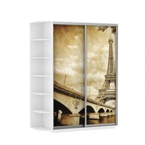 Шкаф 2-х створчатый Экспресс 1500x600x2200, со стеллажом, Париж/белый снег в Магадане