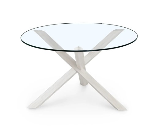Круглый стол Оникс-3, Выбеленный дуб/Прозрачное стекло в Магадане - изображение