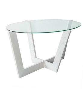Овальный стол Оникс-6, Выбеленный дуб/Прозрачное стекло в Магадане - предосмотр