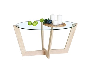 Овальный столик Оникс-6, Натуральный массив/Прозрачное стекло в Магадане - предосмотр 1