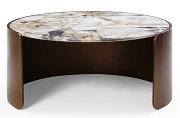Стол журнальный CT3095CL (D90) белая керамика /бронзовый в Магадане - предосмотр