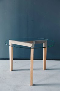 Журнальный стол Оникс-7, Натуральный массив/Прозрачное стекло в Магадане - предосмотр 2