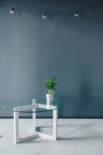 Круглый стол Оникс-8, Выбеленный дуб/Прозрачное стекло в Магадане - изображение 2