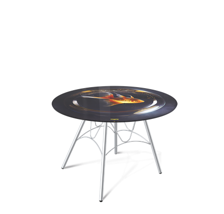 Круглый столик SHT-S100 / SHT-TT32 60 стекло/МДФ (лунная ночь/хром лак) в Магадане - изображение