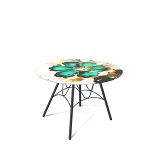 Круглый столик SHT-S100 / SHT-TT32 60 стекло/МДФ (малахитово зеленый/черный муар) в Магадане - предосмотр