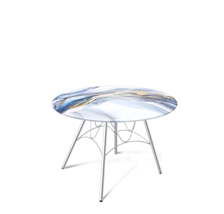 Круглый стол SHT-S100 / SHT-TT32 60 стекло/МДФ (млечный путь/хром лак) в Магадане - изображение