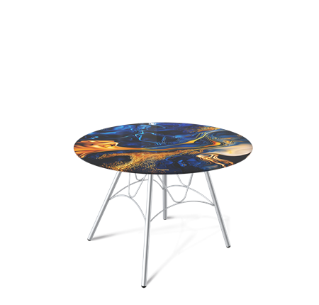 Столик SHT-S100 / SHT-TT32 60 стекло/МДФ (синий сапфир/хром лак) в Магадане - изображение