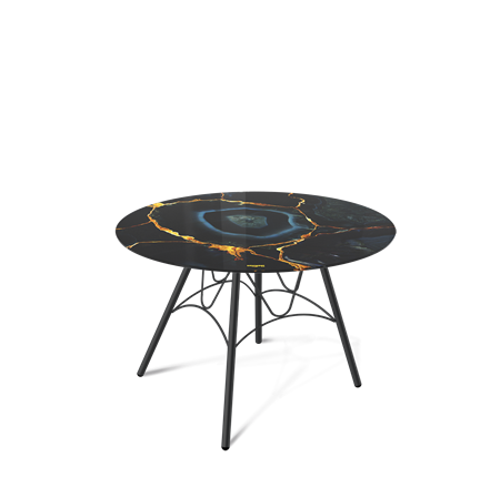 Стол круглый SHT-S100 / SHT-TT32 60 стекло/МДФ (титановый кварц/черный муар) в Магадане - изображение