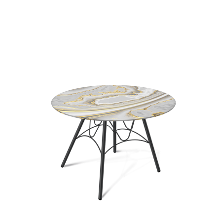 Столик круглый SHT-S100 / SHT-TT32 60 стекло/МДФ (золотистый пепел/черный муар) в Магадане - изображение