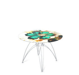 Круглый столик SHT-S112 / SHT-TT32 60 стекло/МДФ (малахитово зеленый/хром лак) в Магадане - предосмотр