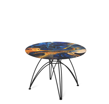 Круглый столик SHT-S112 / SHT-TT32 60 стекло/МДФ (синий сапфир/черный муар) в Магадане - изображение