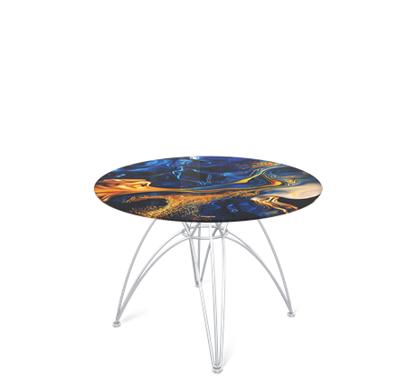 Круглый стол SHT-S112 / SHT-TT32 60 стекло/МДФ (синий сапфир/хром лак) в Магадане - изображение