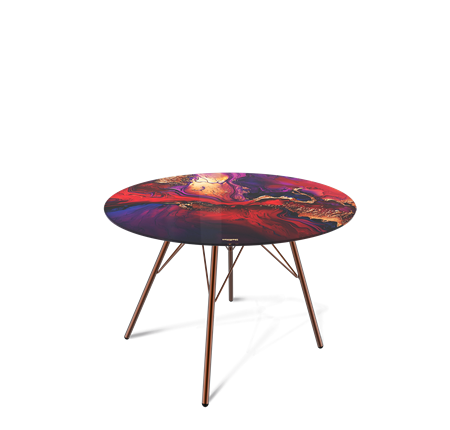 Круглый столик SHT-S37 / SHT-TT32 60 стекло/МДФ (амарантовый/медный металлик) в Магадане - изображение
