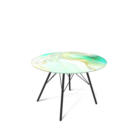 Стол круглый SHT-S37 / SHT-TT32 60 стекло/МДФ (лазурно голубой/черный муар) в Магадане - изображение
