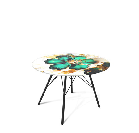 Круглый столик SHT-S37 / SHT-TT32 60 стекло/МДФ (малахитово зеленый/черный муар) в Магадане - изображение