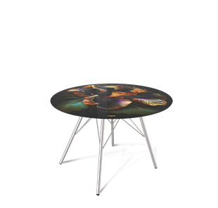 Круглый столик SHT-S37 / SHT-TT32 60 стекло/МДФ (ночной цветок/хром лак) в Магадане - предосмотр