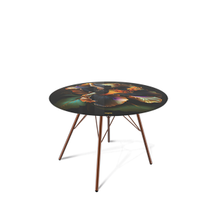 Круглый столик SHT-S37 / SHT-TT32 60 стекло/МДФ (ночной цветок/медный металлик) в Магадане - предосмотр
