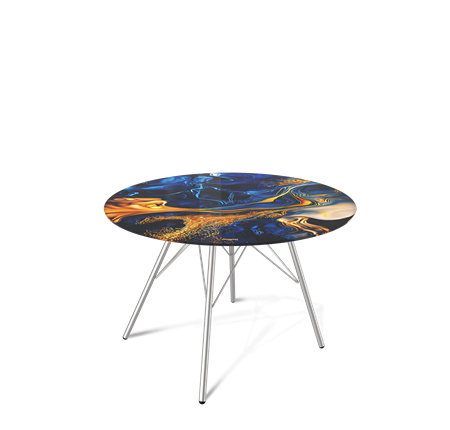 Круглый столик SHT-S37 / SHT-TT32 60 стекло/МДФ (синий сапфир/хром лак) в Магадане - изображение